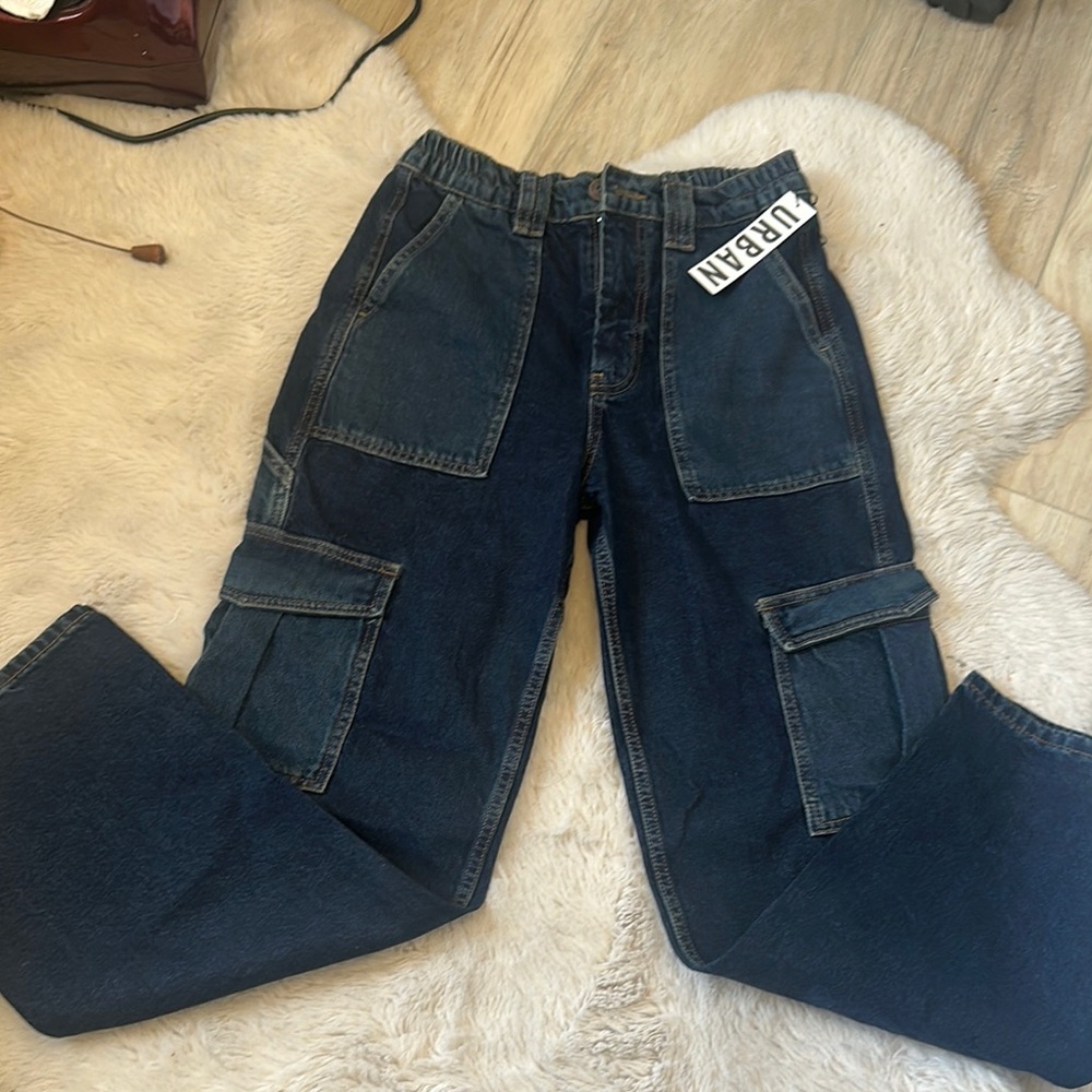 NWT Urban Outfitters Blue Cargo Pants Relaxed Fit